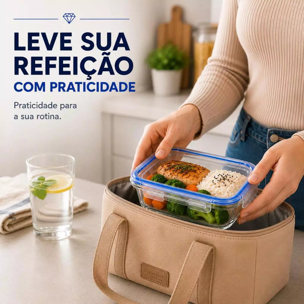 Pote de Vidro Hermético 640ml para Alimentos Com Tampa 4 Travas