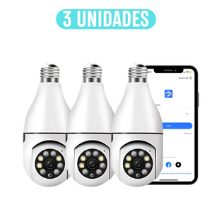 3 UNIDADES - Câmeras Lâmpadas de Segurança Vigilância IP Wi-Fi 360° Visão Noturna FullHD Bivolt