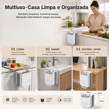 🔥 Lixeira Suspensa Dobrável | Economiza Espaço e Fácil Instalação