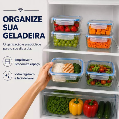 Pote de Vidro Hermético 640ml para Alimentos Com Tampa 4 Travas