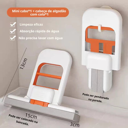 Mini Mop Dobrável de PVA para Mesa e Uso Interno com Esponja Absorvente para Limpeza Úmida e Seca