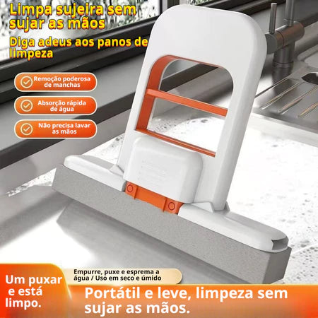 Mini Mop Dobrável de PVA para Mesa e Uso Interno com Esponja Absorvente para Limpeza Úmida e Seca